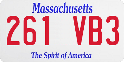 MA license plate 261VB3