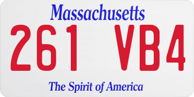 MA license plate 261VB4