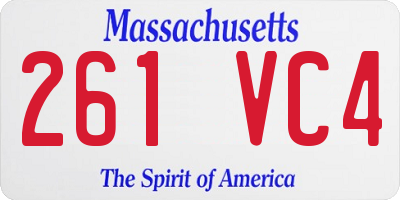 MA license plate 261VC4