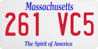 MA license plate 261VC5