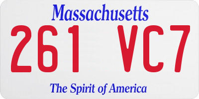 MA license plate 261VC7