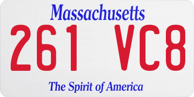 MA license plate 261VC8