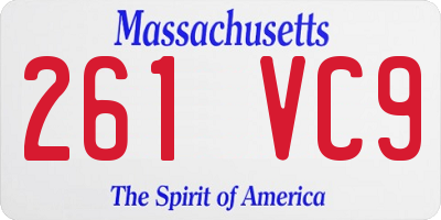 MA license plate 261VC9