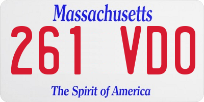 MA license plate 261VD0