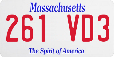MA license plate 261VD3