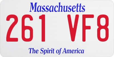 MA license plate 261VF8