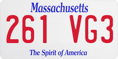 MA license plate 261VG3
