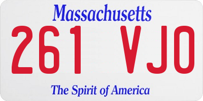 MA license plate 261VJ0