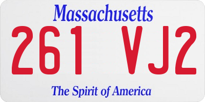 MA license plate 261VJ2