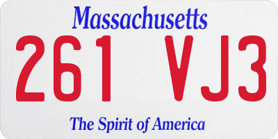 MA license plate 261VJ3