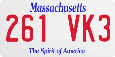 MA license plate 261VK3
