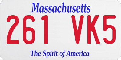 MA license plate 261VK5