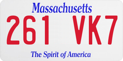 MA license plate 261VK7