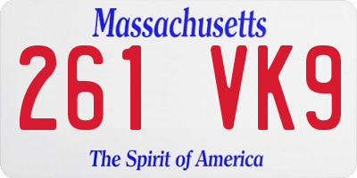 MA license plate 261VK9