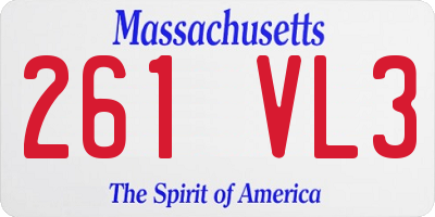 MA license plate 261VL3