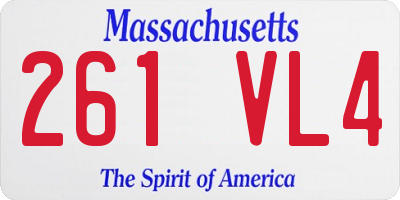 MA license plate 261VL4