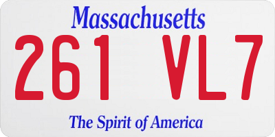 MA license plate 261VL7