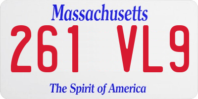 MA license plate 261VL9