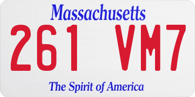 MA license plate 261VM7