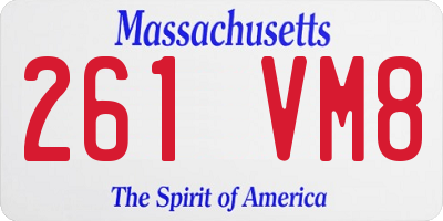 MA license plate 261VM8