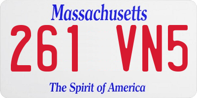 MA license plate 261VN5