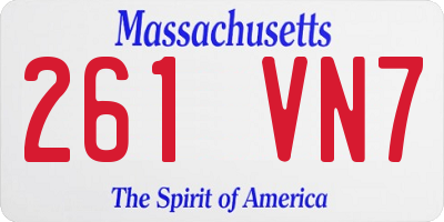 MA license plate 261VN7