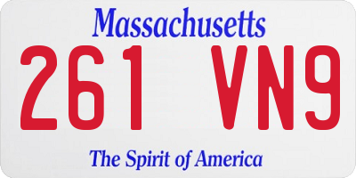 MA license plate 261VN9