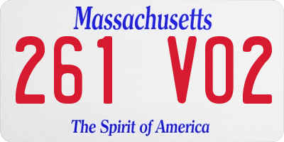MA license plate 261VO2