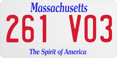 MA license plate 261VO3