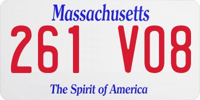 MA license plate 261VO8