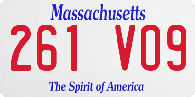 MA license plate 261VO9