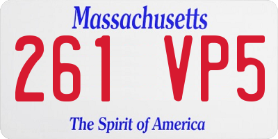 MA license plate 261VP5
