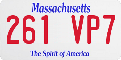 MA license plate 261VP7