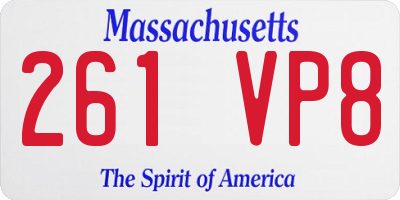 MA license plate 261VP8