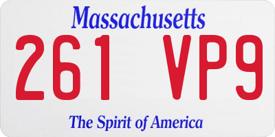 MA license plate 261VP9