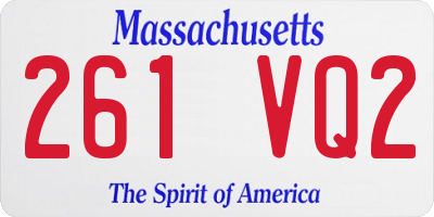 MA license plate 261VQ2