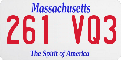 MA license plate 261VQ3