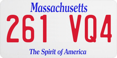 MA license plate 261VQ4