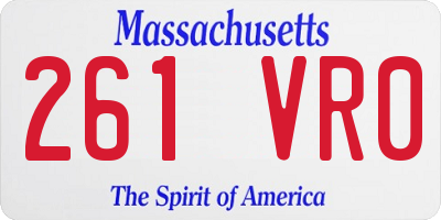 MA license plate 261VR0