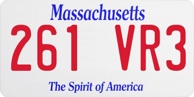 MA license plate 261VR3