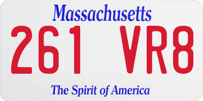 MA license plate 261VR8