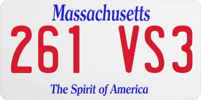 MA license plate 261VS3