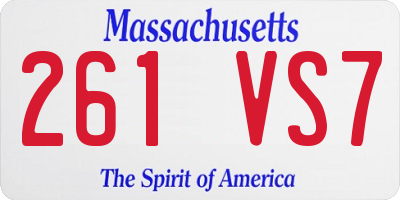 MA license plate 261VS7