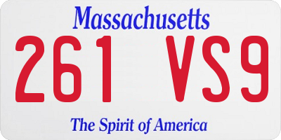MA license plate 261VS9