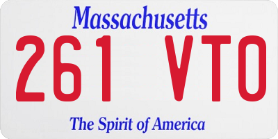 MA license plate 261VT0