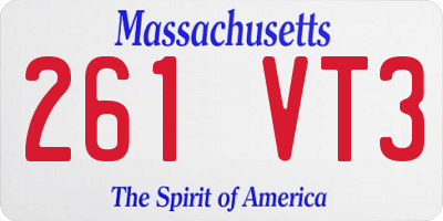 MA license plate 261VT3