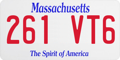 MA license plate 261VT6