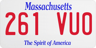 MA license plate 261VU0
