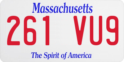 MA license plate 261VU9