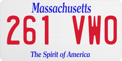 MA license plate 261VW0